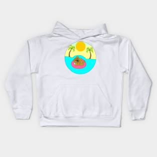 Pug resting on the sea Kids Hoodie